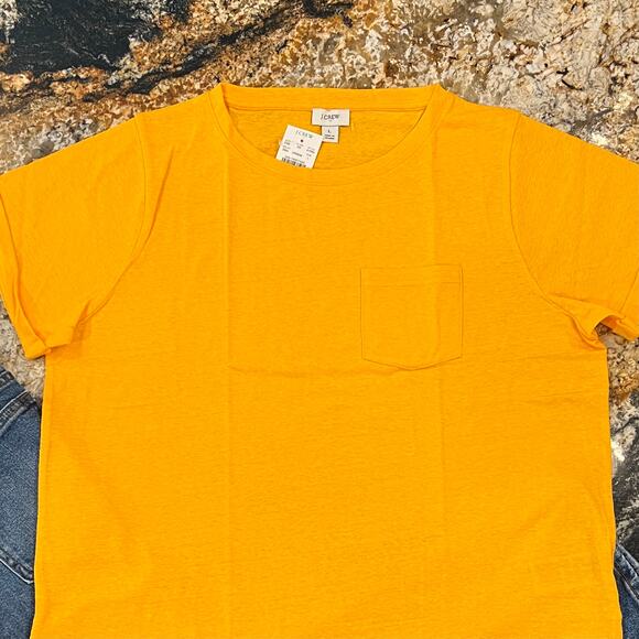 NWT J. Crew Sweet Marigold Slub Cotton-Blend Rolled Short-Sleeve Tee - Picture 3 of 9